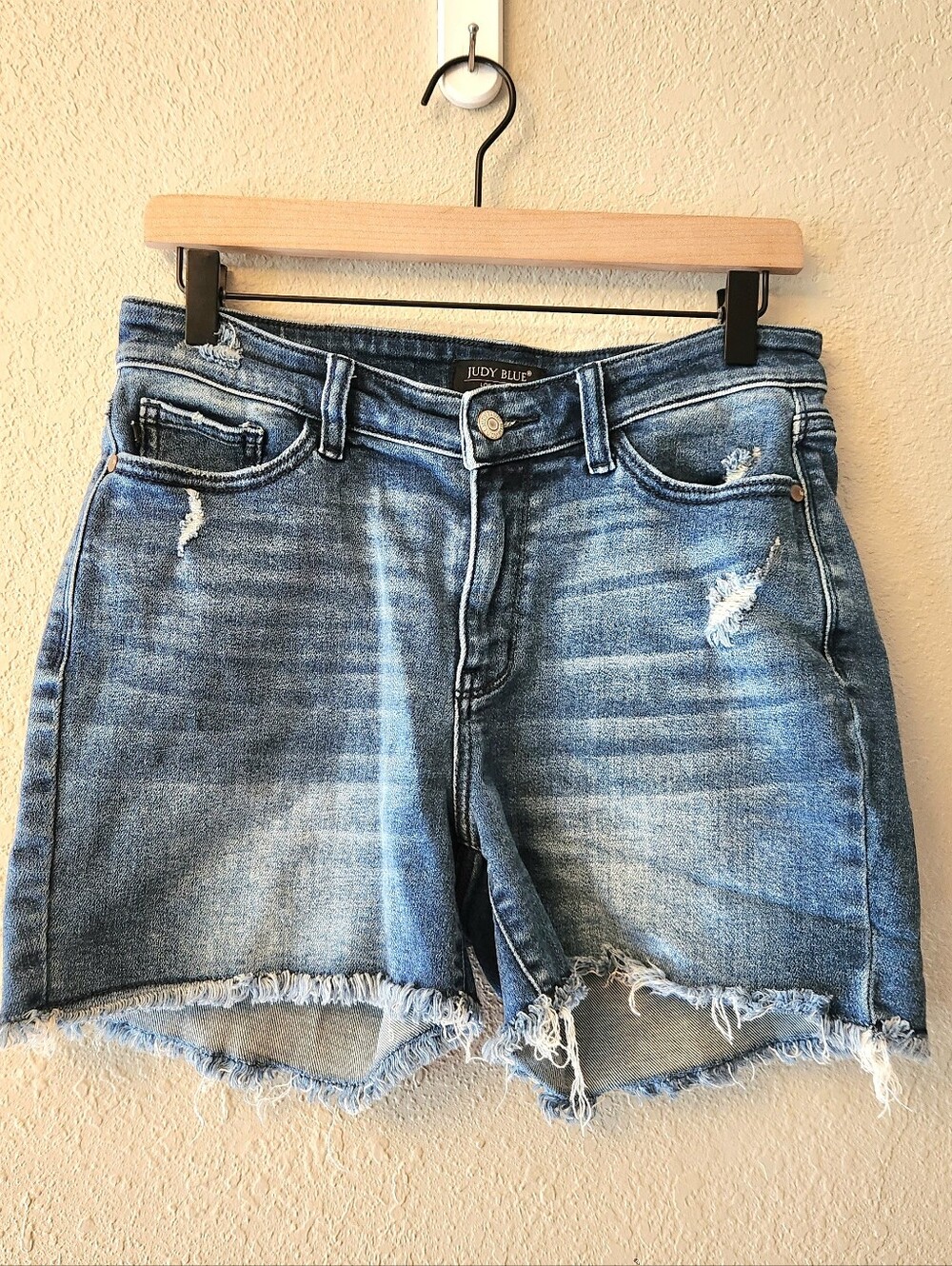 Judy Blue Distressed Mid-Thigh Denim Shorts